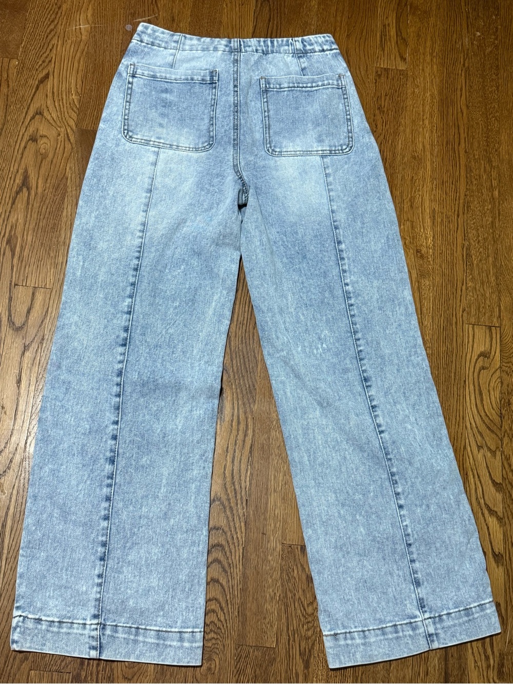 Kensie Light Blue Panel-Seam Wide Leg Jeans - Picture 3 of 6